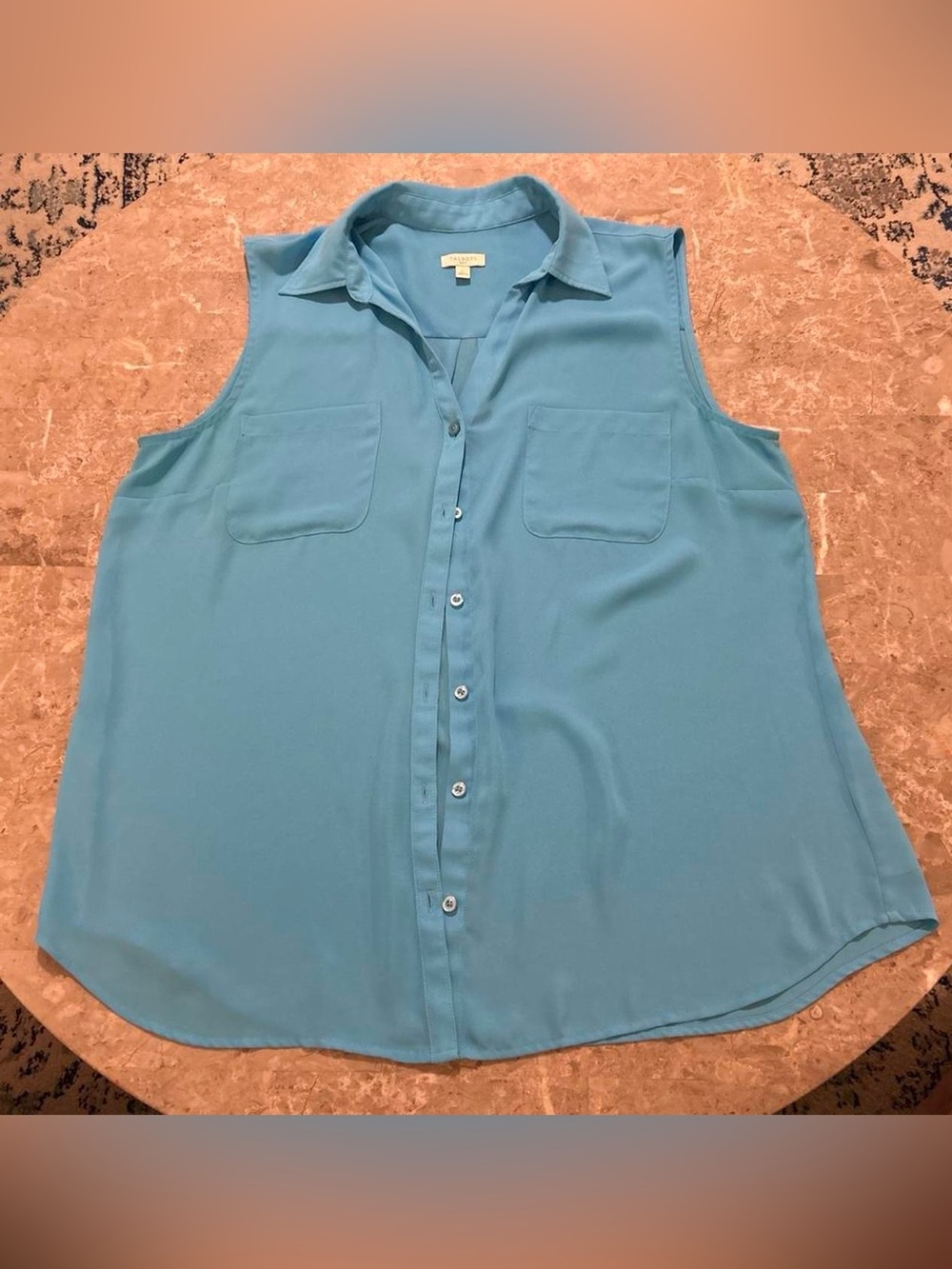 Talbots Sleeveless Teal Button-Front Shirt